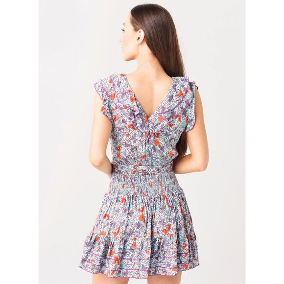 Poupette St. Barth Floral Midi Dress - Blue and Red - Picture 4 of 11